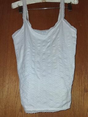 White Lace-Trim Eyelet Camisole Tank - Women